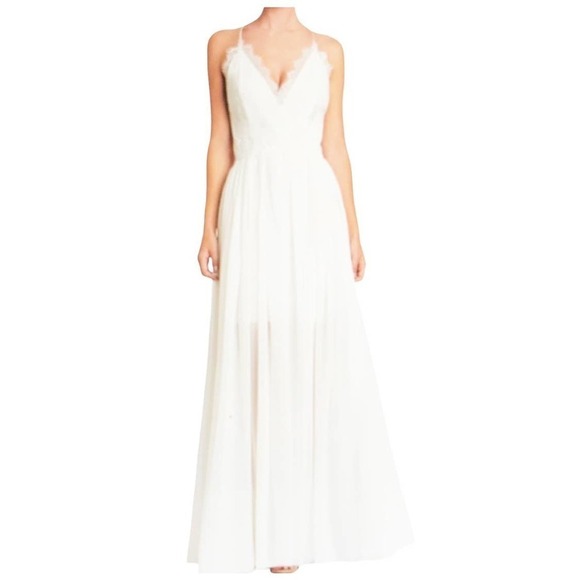 Dress The Population A-Line Criss Cross Back White Maxi Dress Women Size XL NWT - Picture 4 of 10